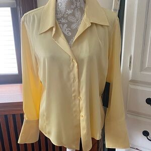 Donna Karan Yellow Women's Button-Up Blouse